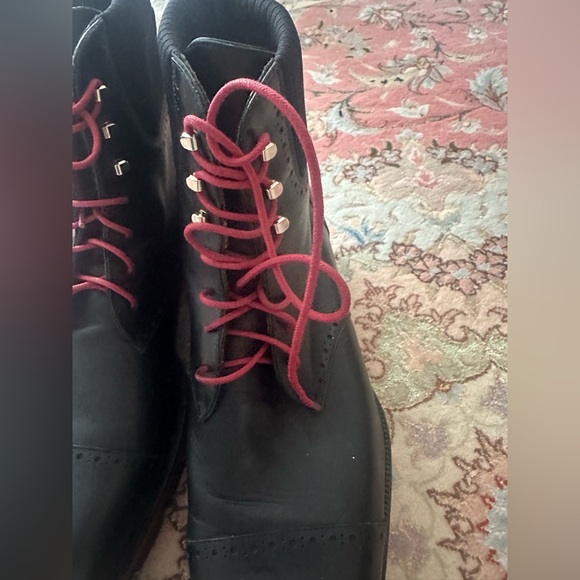 Christian Louboutin Black Leather Combat Boots – Size 44 – Red Sole Chain Tread - Picture 4 of 13